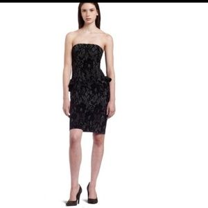 Betsey Johnson Strapless Peplum Gray Black Pin Up Dress L